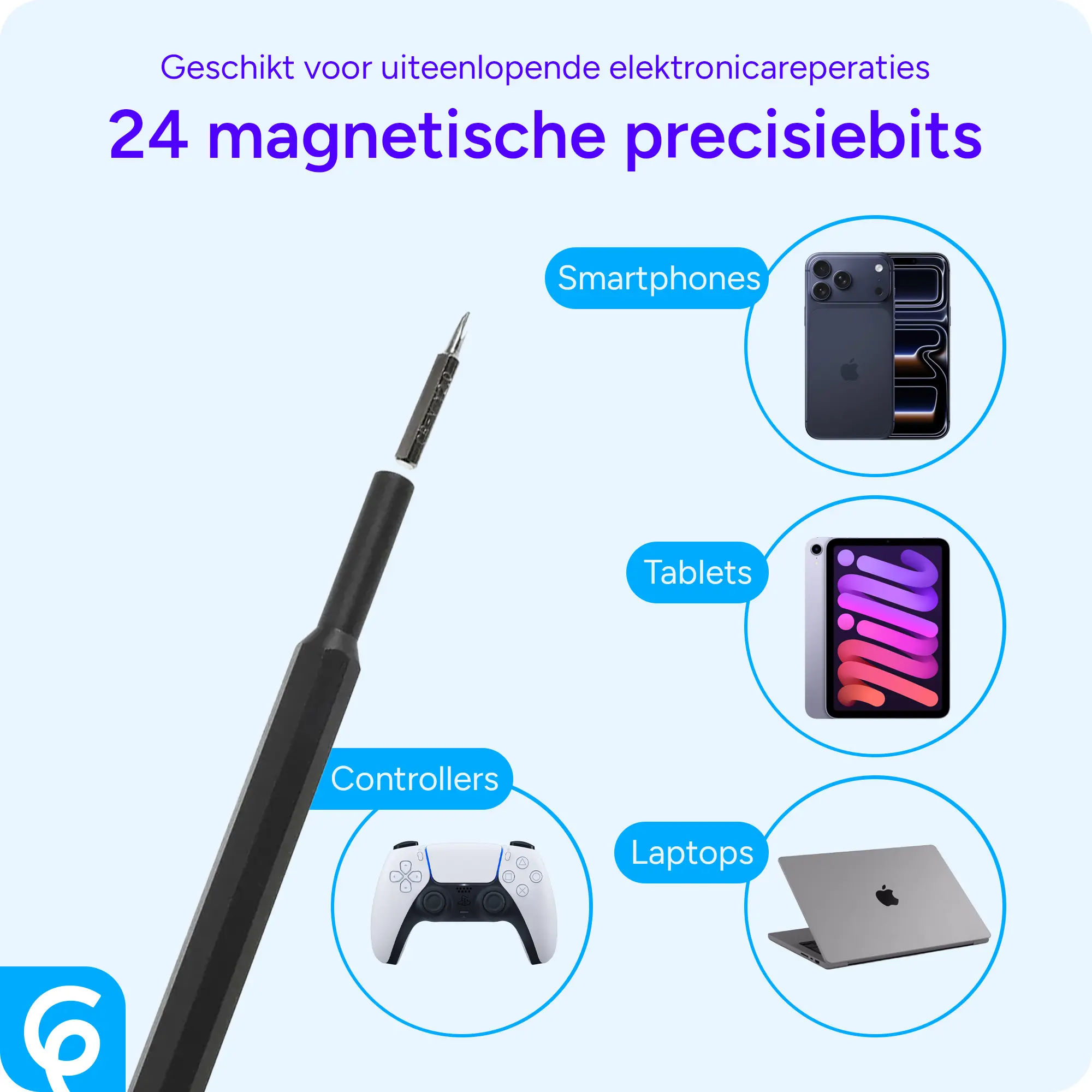 SBG 25-in-1 Schroevendraaierset met Magnetische Bits voor Reparaties afbeelding 3
