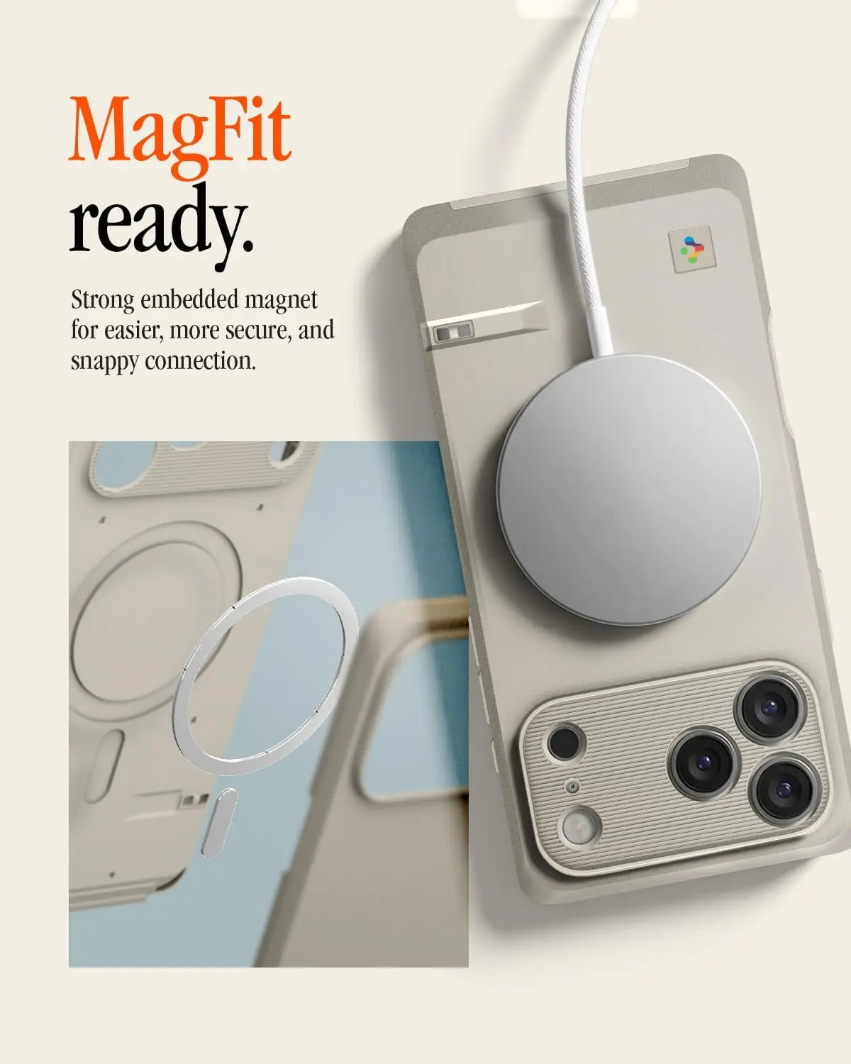 Spigen Classic LS MagFit iPhone 17 Pro Max Hoesje Magsafe Back Cover Beige afbeelding 4