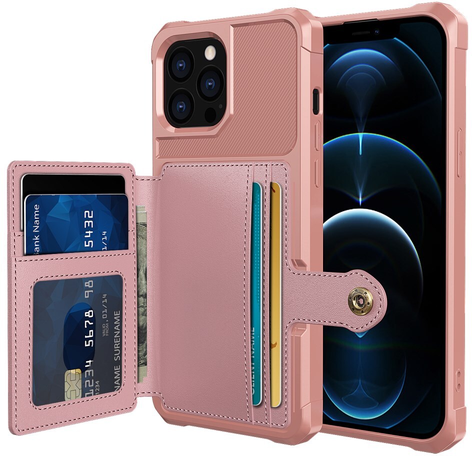 Apple iPhone 13 Pro Max Hoesje 3-in-1 Pasjes Portemonnee Back Cover Roze afbeelding 1
