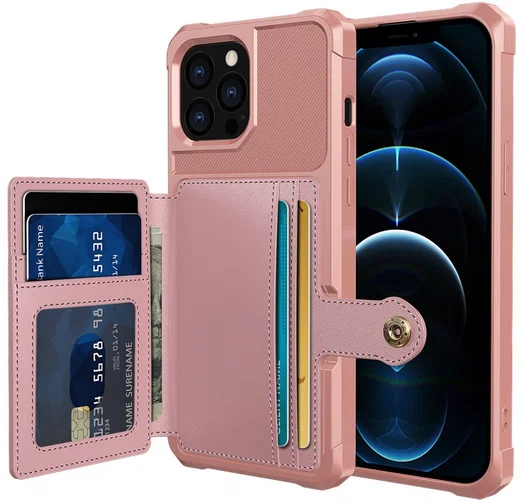 Apple iPhone 13 Pro Max Hoesje 3-in-1 Pasjes Portemonnee Back Cover Roze afbeelding 1