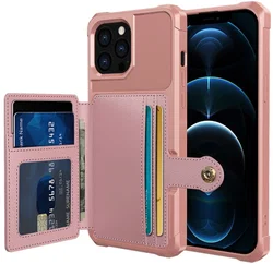Apple iPhone 13 Pro Max Hoesje 3-in-1 Pasjes Portemonnee Back Cover Roze afbeelding