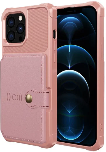 Apple iPhone 13 Pro Max Hoesje 3-in-1 Pasjes Portemonnee Back Cover Roze afbeelding 3