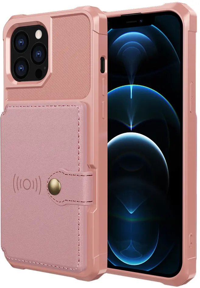 Apple iPhone 13 Pro Max TPU Back Cover met Kunstleren Wallet Roze afbeelding 2