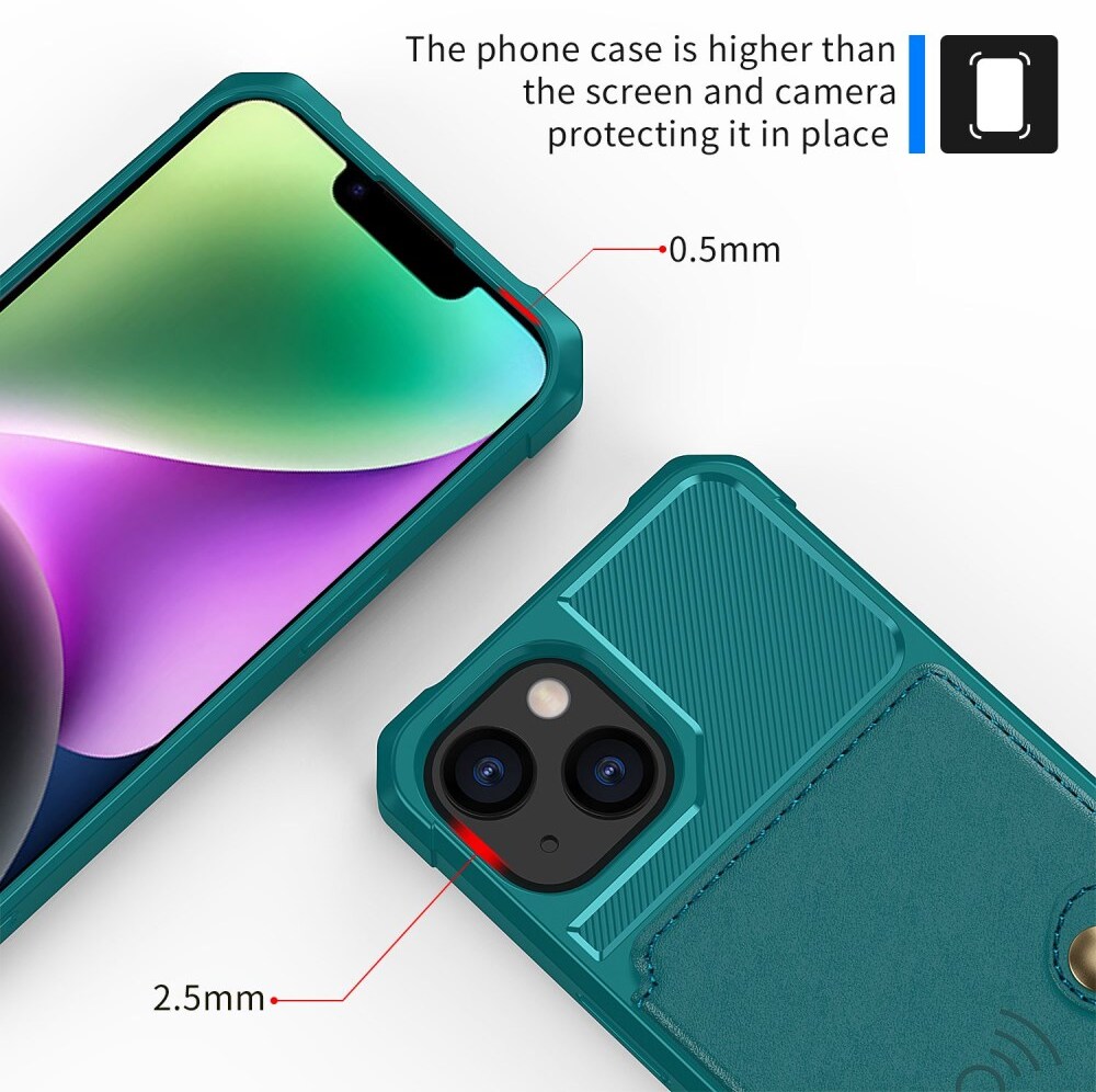 Apple iPhone 14 Hoesje 3-in-1 Pasjes Portemonnee Back Cover Groen afbeelding 6