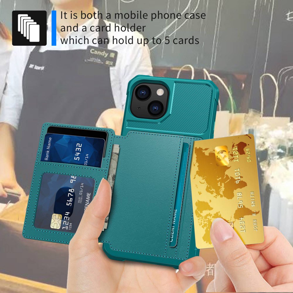 Apple iPhone 14 Hoesje 3-in-1 Pasjes Portemonnee Back Cover Groen afbeelding 5