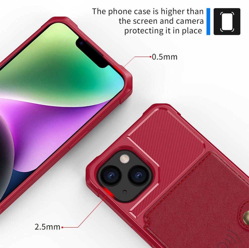 Apple iPhone 14 Hoesje 3-in-1 Pasjes Portemonnee Back Cover Rood afbeelding 6