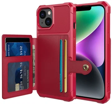 Apple iPhone 14 Hoesje 3-in-1 Pasjes Portemonnee Back Cover Rood