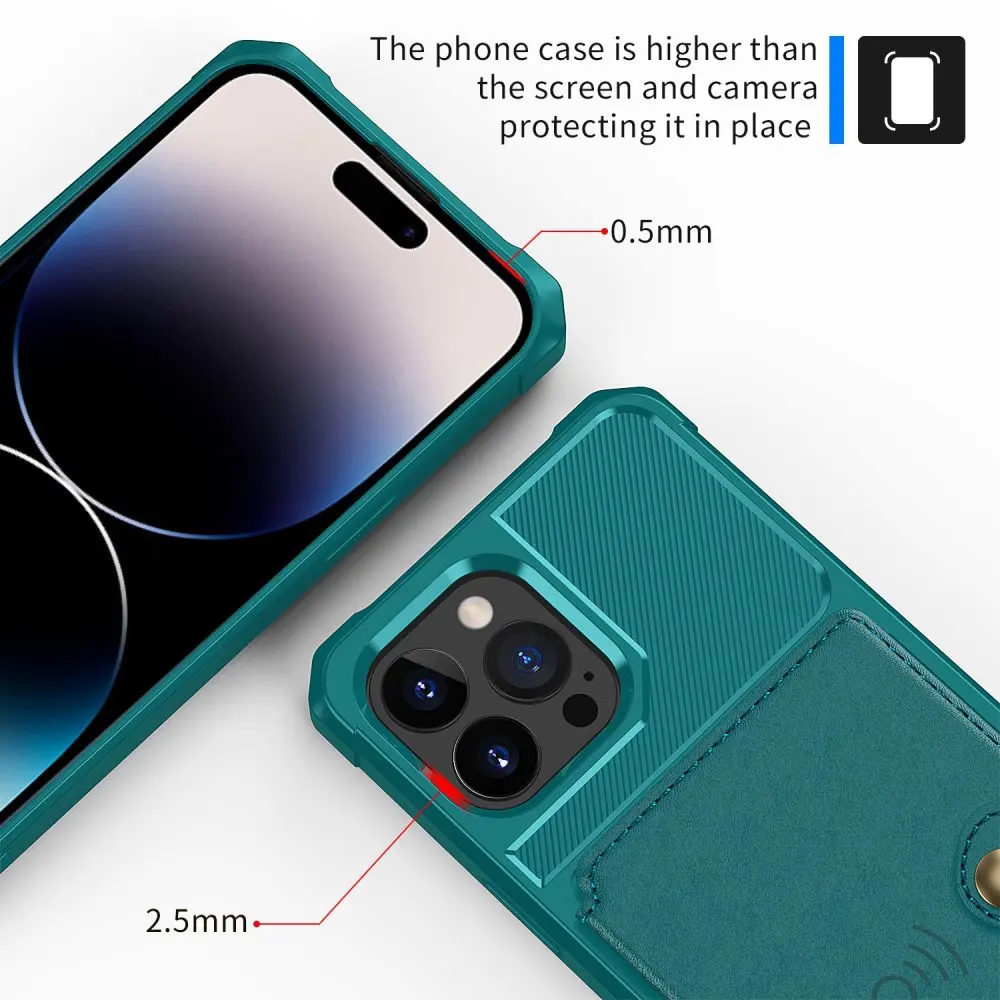 Apple iPhone 14 Pro TPU Back Cover met Kunstleren Wallet Groen afbeelding 7