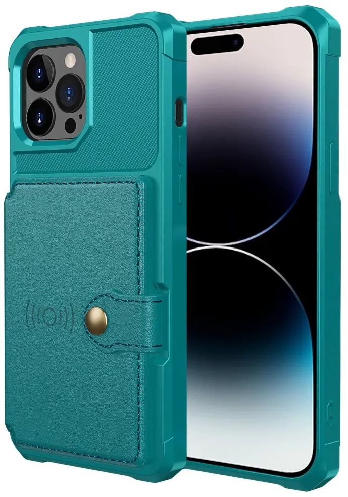 Apple iPhone 14 Pro TPU Back Cover met Kunstleren Wallet Groen afbeelding 3