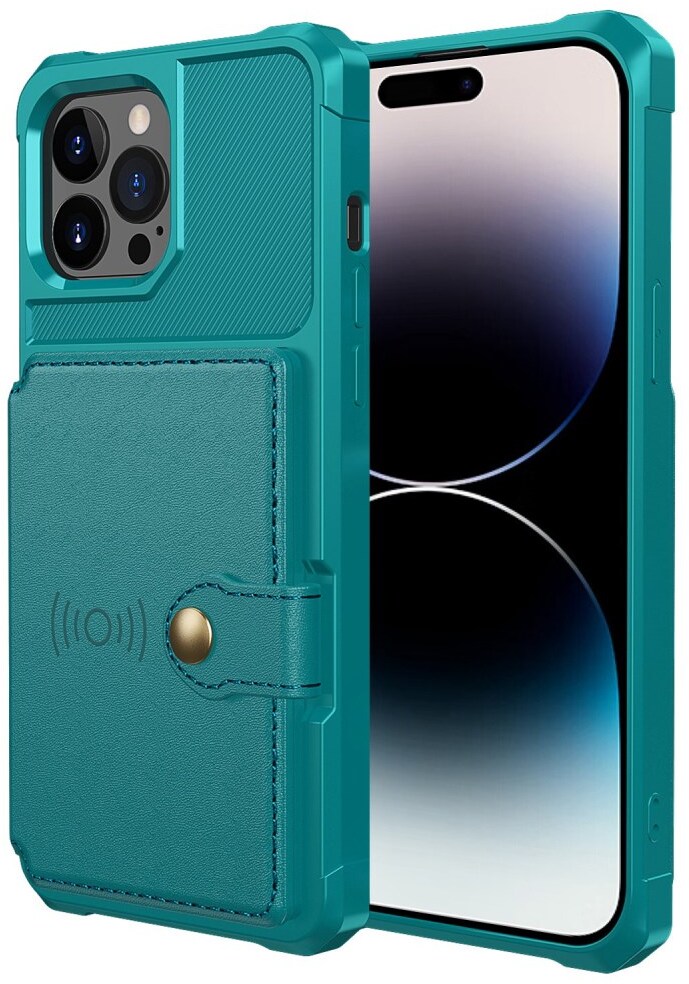 Apple iPhone 14 Pro Max Hoesje 3-in-1 Pasjes Portemonnee Back Cover Groen afbeelding 2