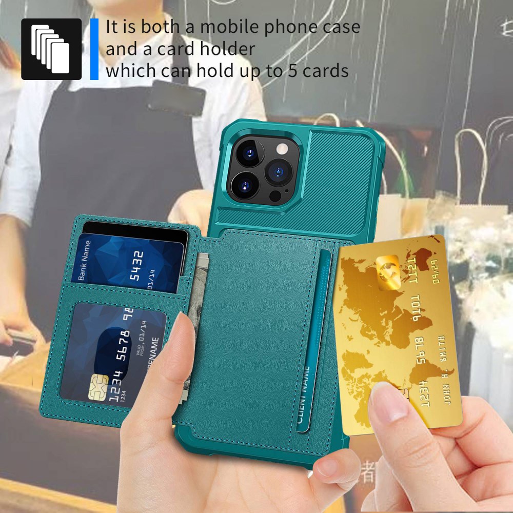 Apple iPhone 14 Pro Max Hoesje 3-in-1 Pasjes Portemonnee Back Cover Groen afbeelding 6