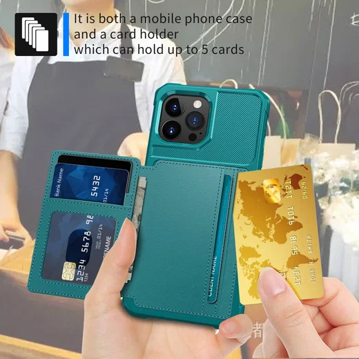 Apple iPhone 14 Pro Max Hoesje 3-in-1 Pasjes Portemonnee Back Cover Groen afbeelding 6