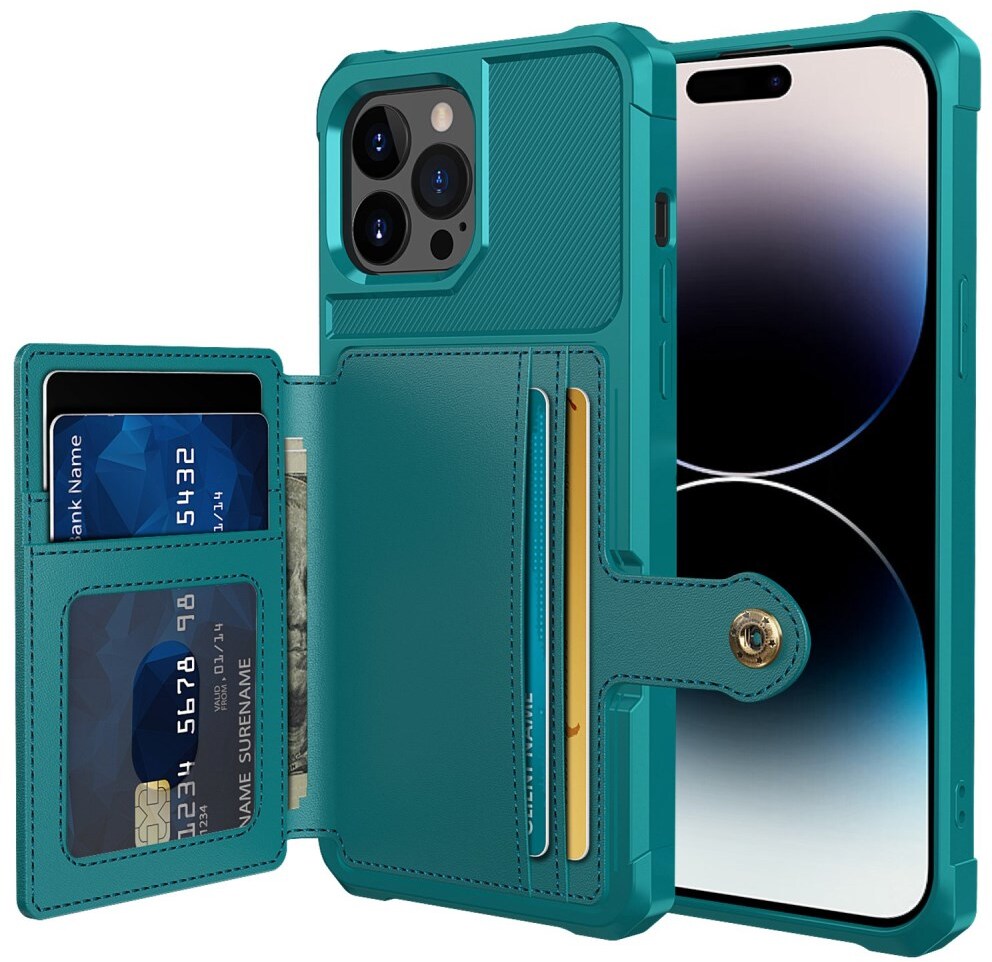 Apple iPhone 14 Pro Max Hoesje 3-in-1 Pasjes Portemonnee Back Cover Groen afbeelding 1