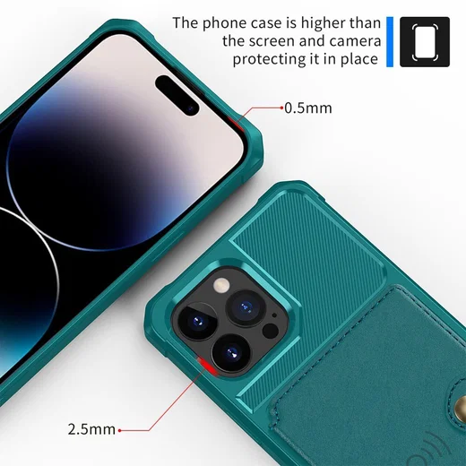 Apple iPhone 14 Pro Max Hoesje 3-in-1 Pasjes Portemonnee Back Cover Groen afbeelding 7