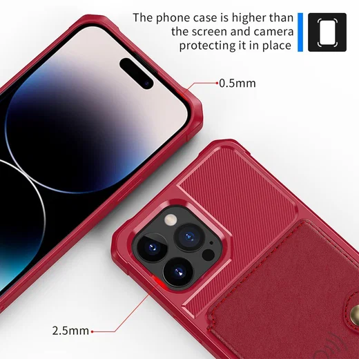 Apple iPhone 14 Pro Max Hoesje 3-in-1 Pasjes Portemonnee Back Cover Rood afbeelding 7