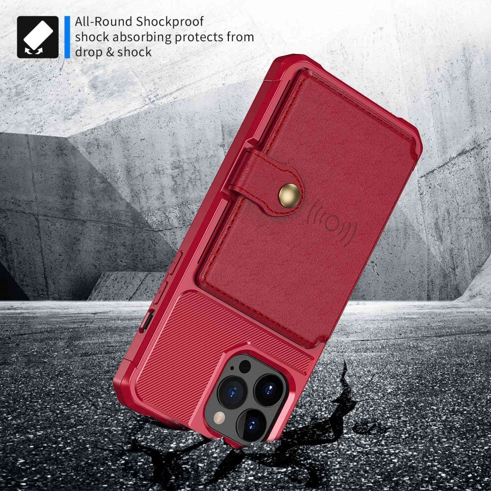Apple iPhone 14 Pro Max Hoesje 3-in-1 Pasjes Portemonnee Back Cover Rood afbeelding 5