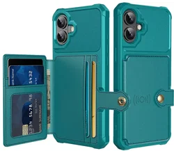 Apple iPhone 16 TPU Back Cover met Kunstleren Wallet Groen afbeelding