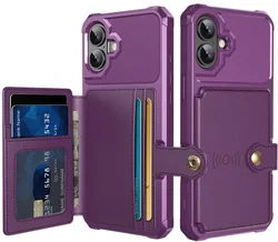 Apple iPhone 16 Hoesje 3-in-1 Pasjes Portemonnee Back Cover Paars afbeelding