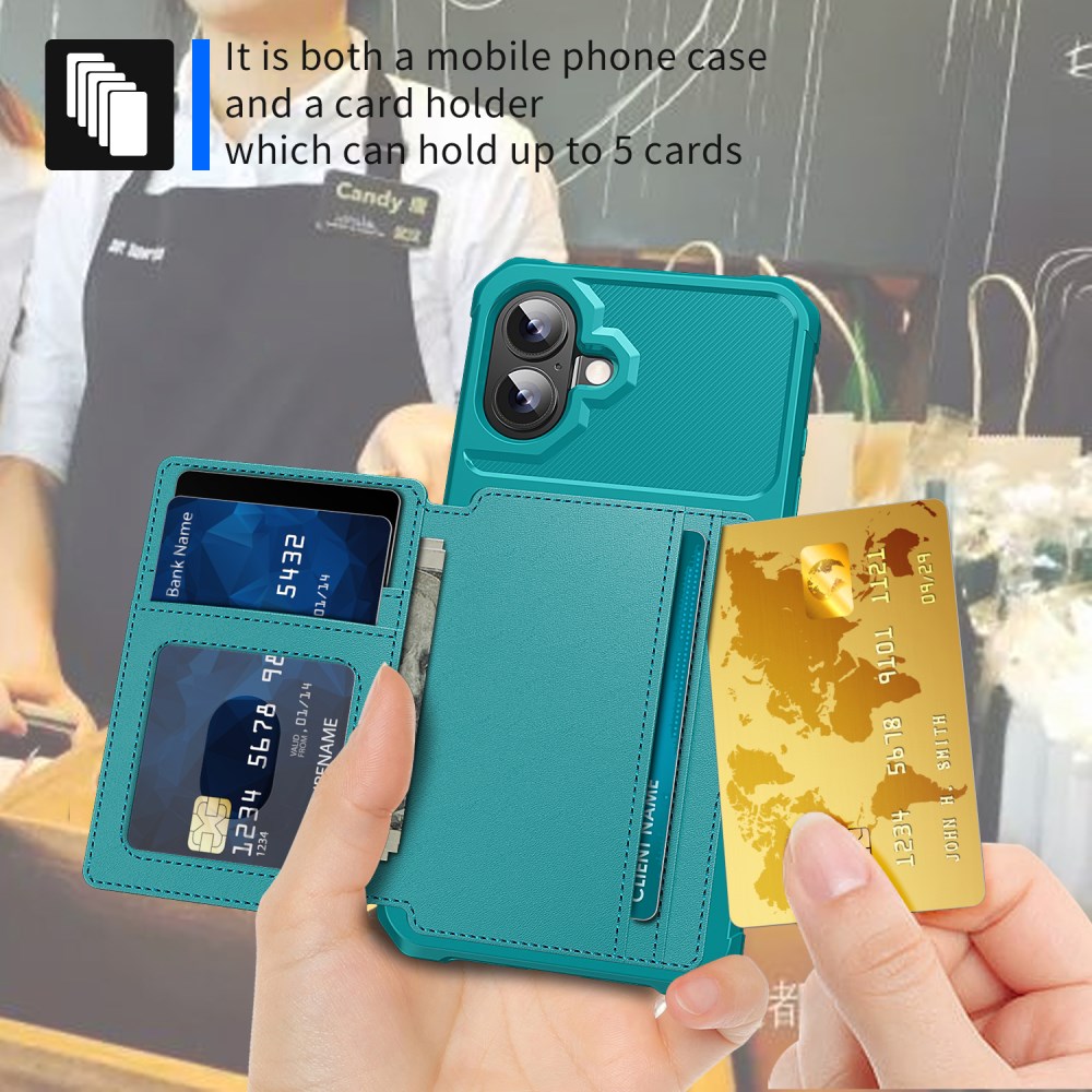 Apple iPhone 16 Plus Hoesje 3-in-1 Pasjes Portemonnee Back Cover Groen afbeelding 6