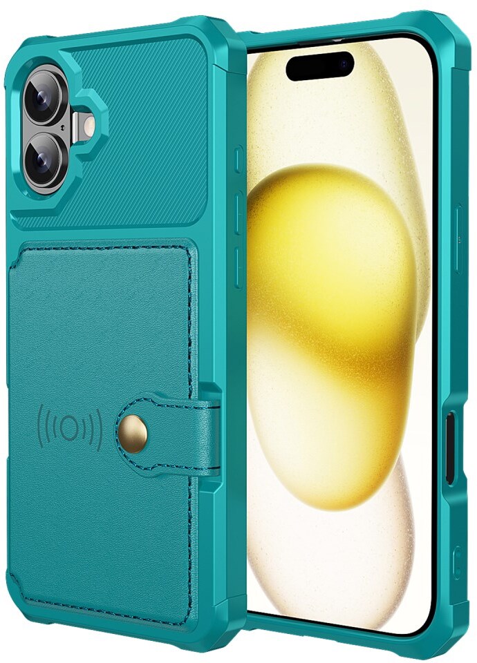 Apple iPhone 16 Plus Hoesje 3-in-1 Pasjes Portemonnee Back Cover Groen afbeelding 2