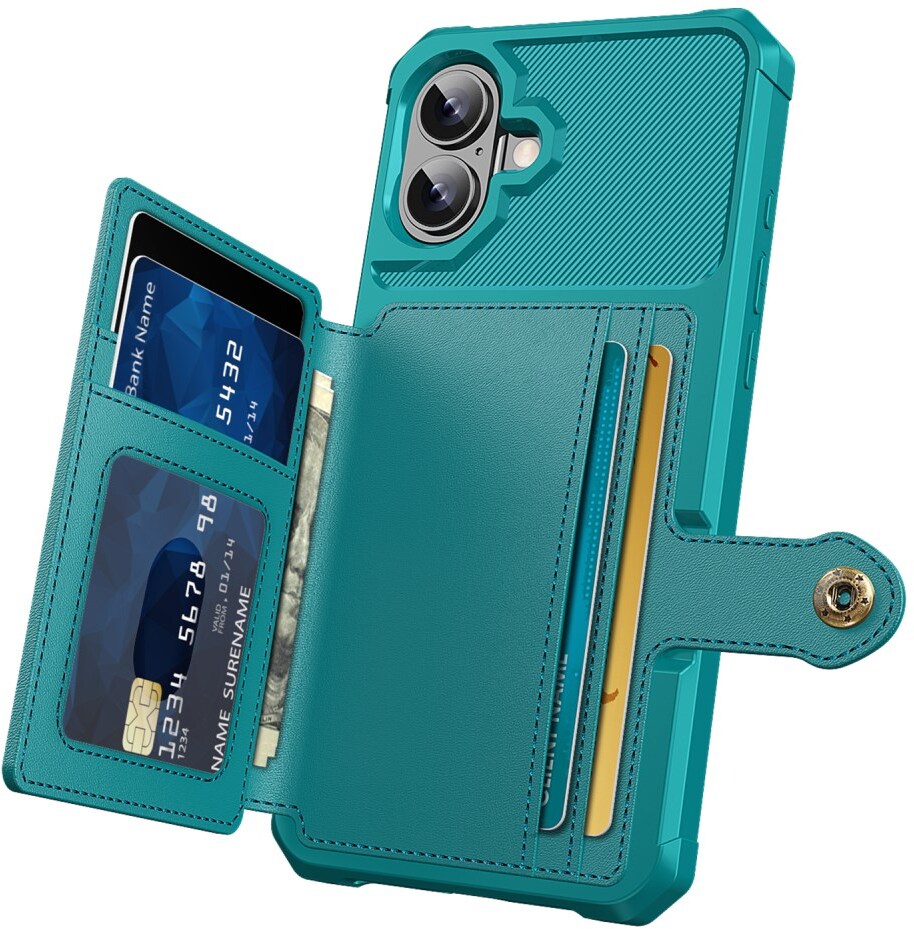Apple iPhone 16 Plus Hoesje 3-in-1 Pasjes Portemonnee Back Cover Groen afbeelding 3