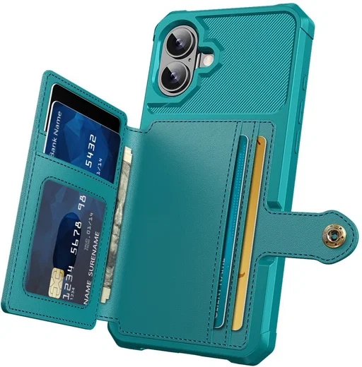 Apple iPhone 16 Plus Hoesje 3-in-1 Pasjes Portemonnee Back Cover Groen afbeelding 3