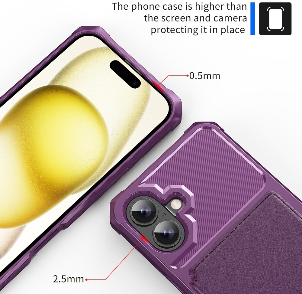 Apple iPhone 16 Plus Hoesje 3-in-1 Pasjes Portemonnee Back Cover Paars afbeelding 8