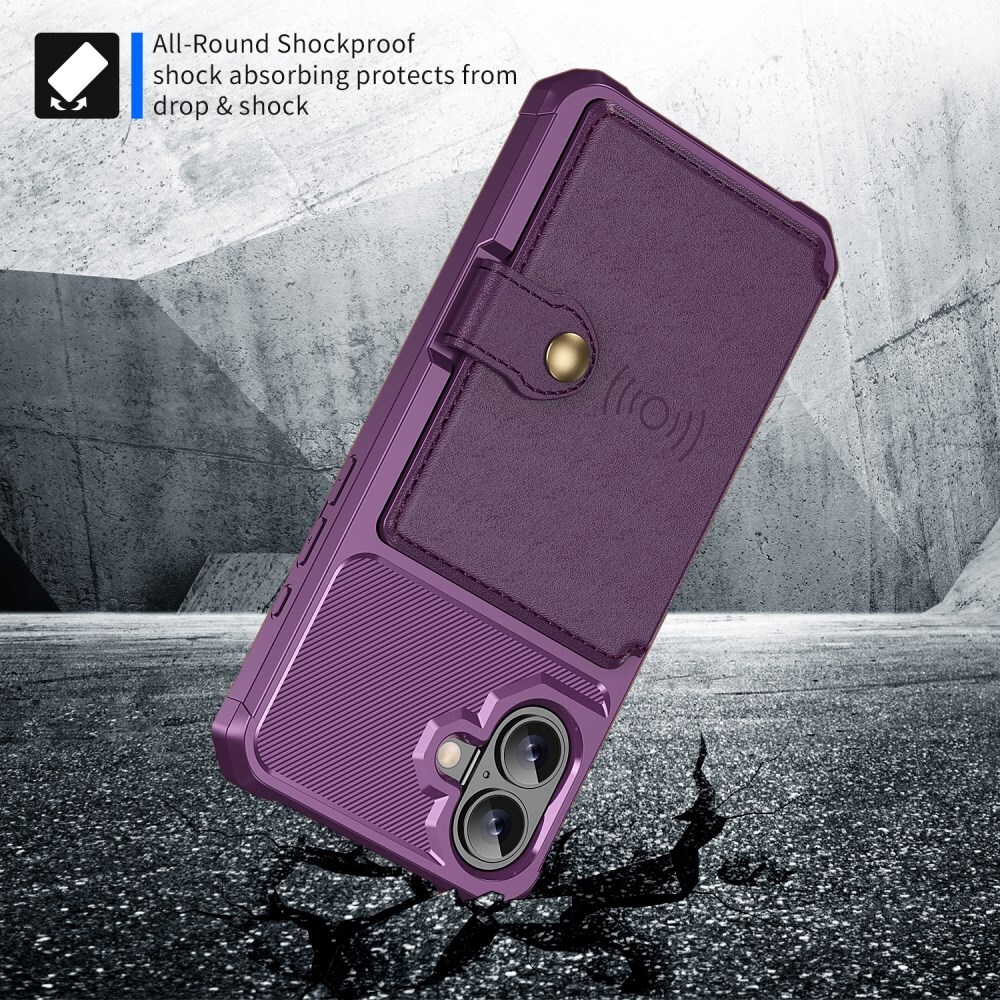 Apple iPhone 16 Plus Hoesje 3-in-1 Pasjes Portemonnee Back Cover Paars afbeelding 5
