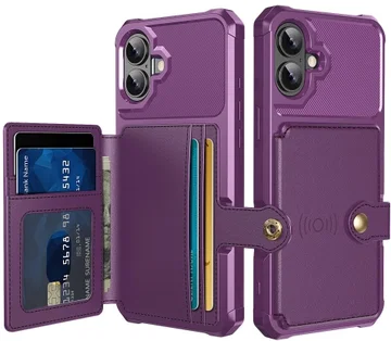 Apple iPhone 16 Plus Hoesje 3-in-1 Pasjes Portemonnee Back Cover Paars