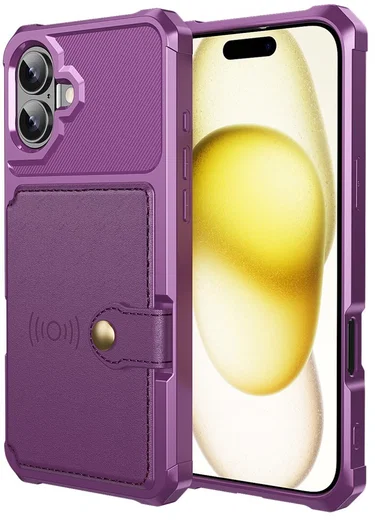 Apple iPhone 16 Plus Hoesje 3-in-1 Pasjes Portemonnee Back Cover Paars afbeelding 3