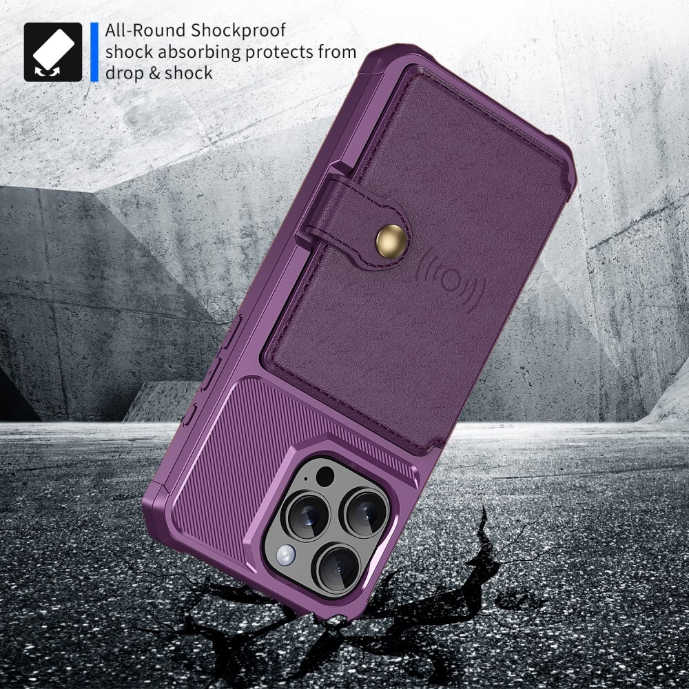 Apple iPhone 16 Pro Hoesje 3-in-1 Pasjes Portemonnee Back Cover Paars afbeelding 5