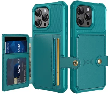 Apple iPhone 16 Pro Max Hoesje 3-in-1 Pasjes Portemonnee Back Cover Groen