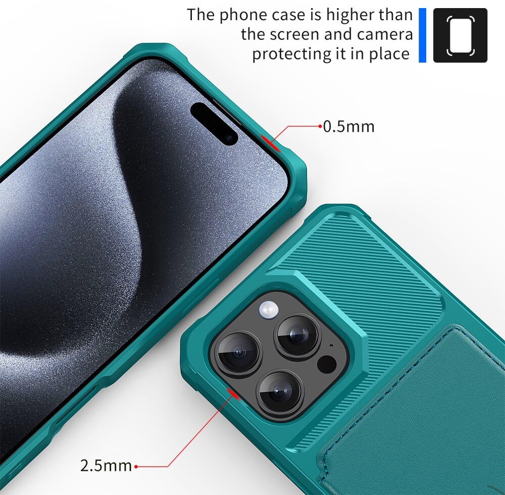 Apple iPhone 16 Pro Max Hoesje 3-in-1 Pasjes Portemonnee Back Cover Groen afbeelding 8