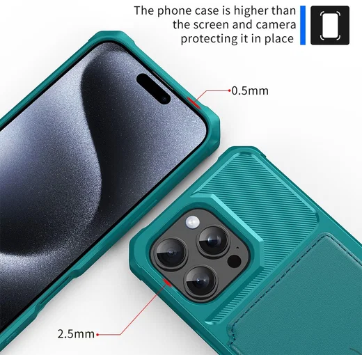 Apple iPhone 16 Pro Max Hoesje 3-in-1 Pasjes Portemonnee Back Cover Groen afbeelding 8