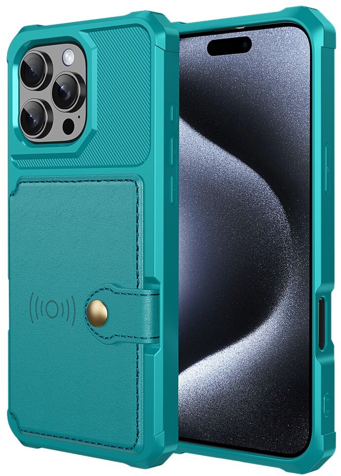 Apple iPhone 16 Pro Max Hoesje 3-in-1 Pasjes Portemonnee Back Cover Groen afbeelding 2