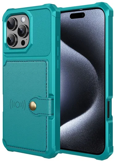 Apple iPhone 16 Pro Max Hoesje 3-in-1 Pasjes Portemonnee Back Cover Groen afbeelding 2