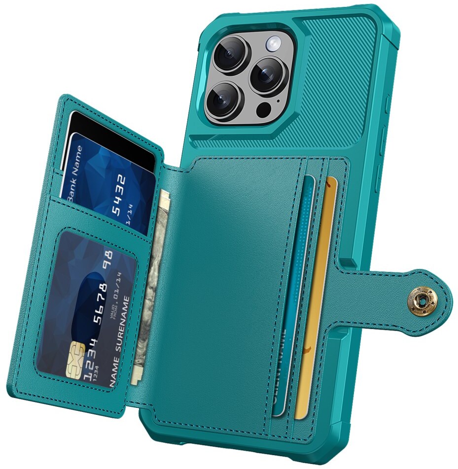Apple iPhone 16 Pro Max Hoesje 3-in-1 Pasjes Portemonnee Back Cover Groen afbeelding 3