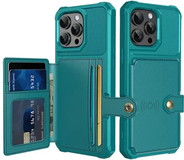 Apple iPhone 16 Pro Max TPU Back Cover met Kunstleren Wallet Groen