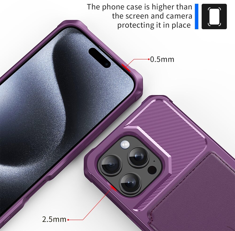 Apple iPhone 16 Pro Max Hoesje 3-in-1 Pasjes Portemonnee Back Cover Paars afbeelding 8