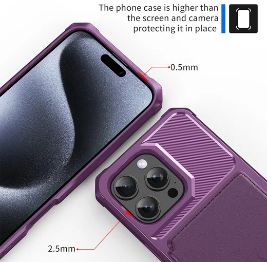 Apple iPhone 16 Pro Max Hoesje 3-in-1 Pasjes Portemonnee Back Cover Paars afbeelding 8