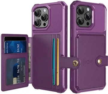Apple iPhone 16 Pro Max TPU Back Cover met Kunstleren Wallet Paars