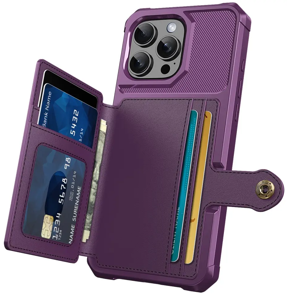 Apple iPhone 16 Pro Max TPU Back Cover met Kunstleren Wallet Paars afbeelding 9