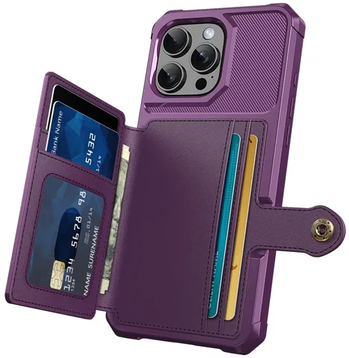 Apple iPhone 16 Pro Max TPU Back Cover met Kunstleren Wallet Paars afbeelding 9