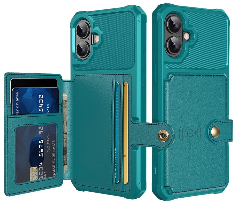 Apple iPhone 17 Hoesje 3-in-1 Pasjes Portemonnee Back Cover Groen afbeelding 2
