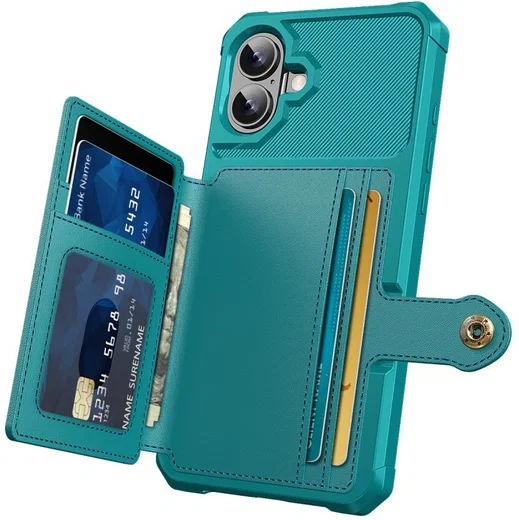 Apple iPhone 17 Hoesje 3-in-1 Pasjes Portemonnee Back Cover Groen afbeelding 3