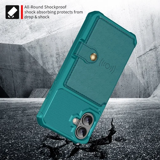 Apple iPhone 17 Hoesje 3-in-1 Pasjes Portemonnee Back Cover Groen afbeelding 5