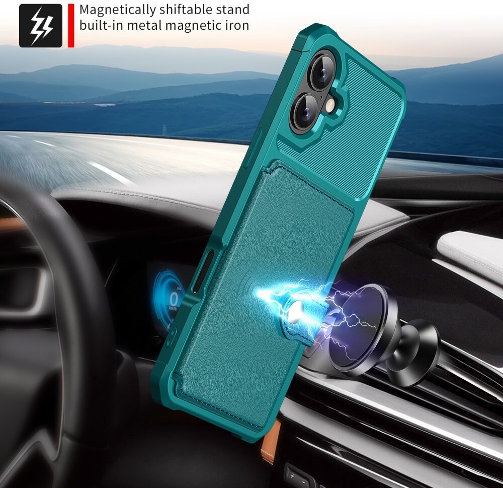 Apple iPhone 17 Hoesje 3-in-1 Pasjes Portemonnee Back Cover Groen afbeelding 8