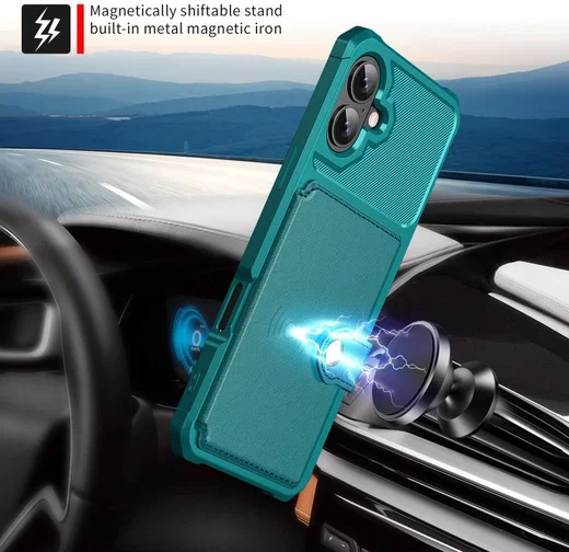 Apple iPhone 17 Hoesje 3-in-1 Pasjes Portemonnee Back Cover Groen afbeelding 8