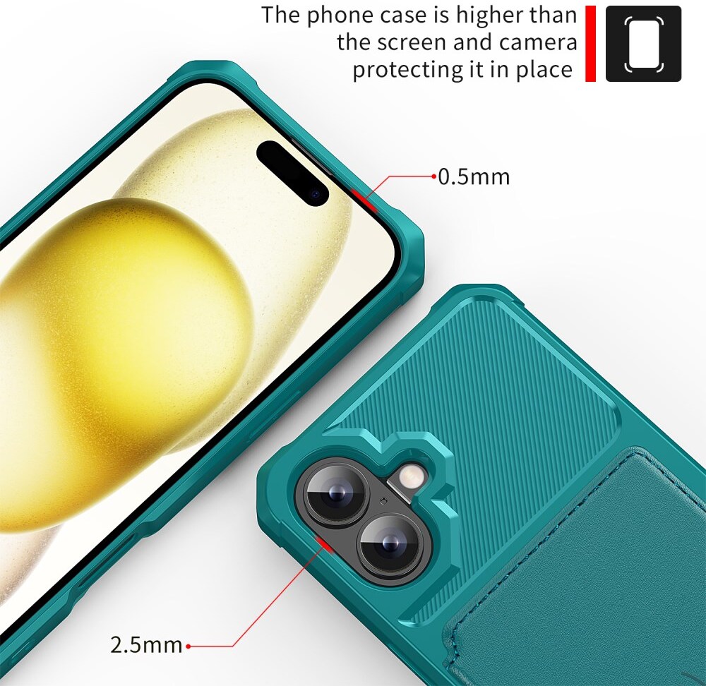 Apple iPhone 17 Hoesje 3-in-1 Pasjes Portemonnee Back Cover Groen afbeelding 9