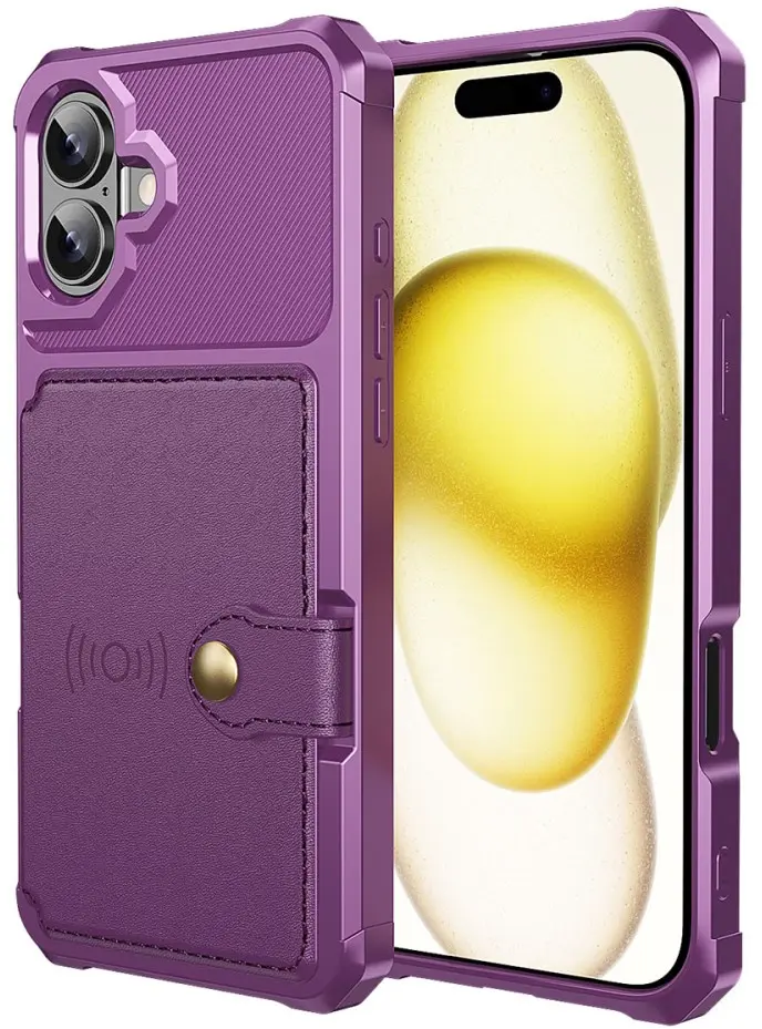 Apple iPhone 17 TPU Back Cover met Kunstleren Wallet Paars afbeelding 2